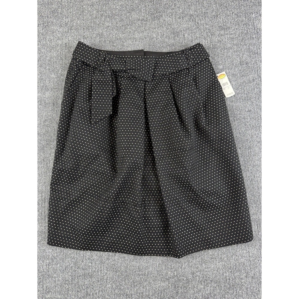 Talbots Skirt Womens 2P Black Polka Dot Bow Pleated Knee Length Lined Twill‎